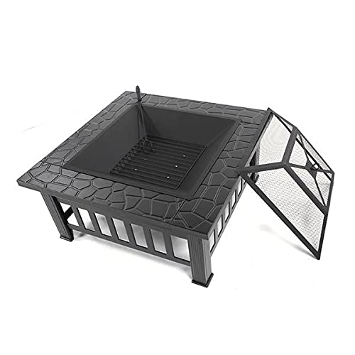 32-Inch Square Wood Burning Portable Metal Fire Pit D25713