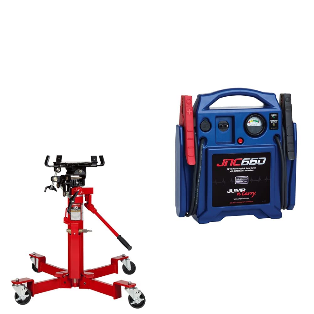 1000-Pound Air and Hydraulic Telescopic Transmission Jack and 1700 Peak Amp 12 Volt Jump Starter V846