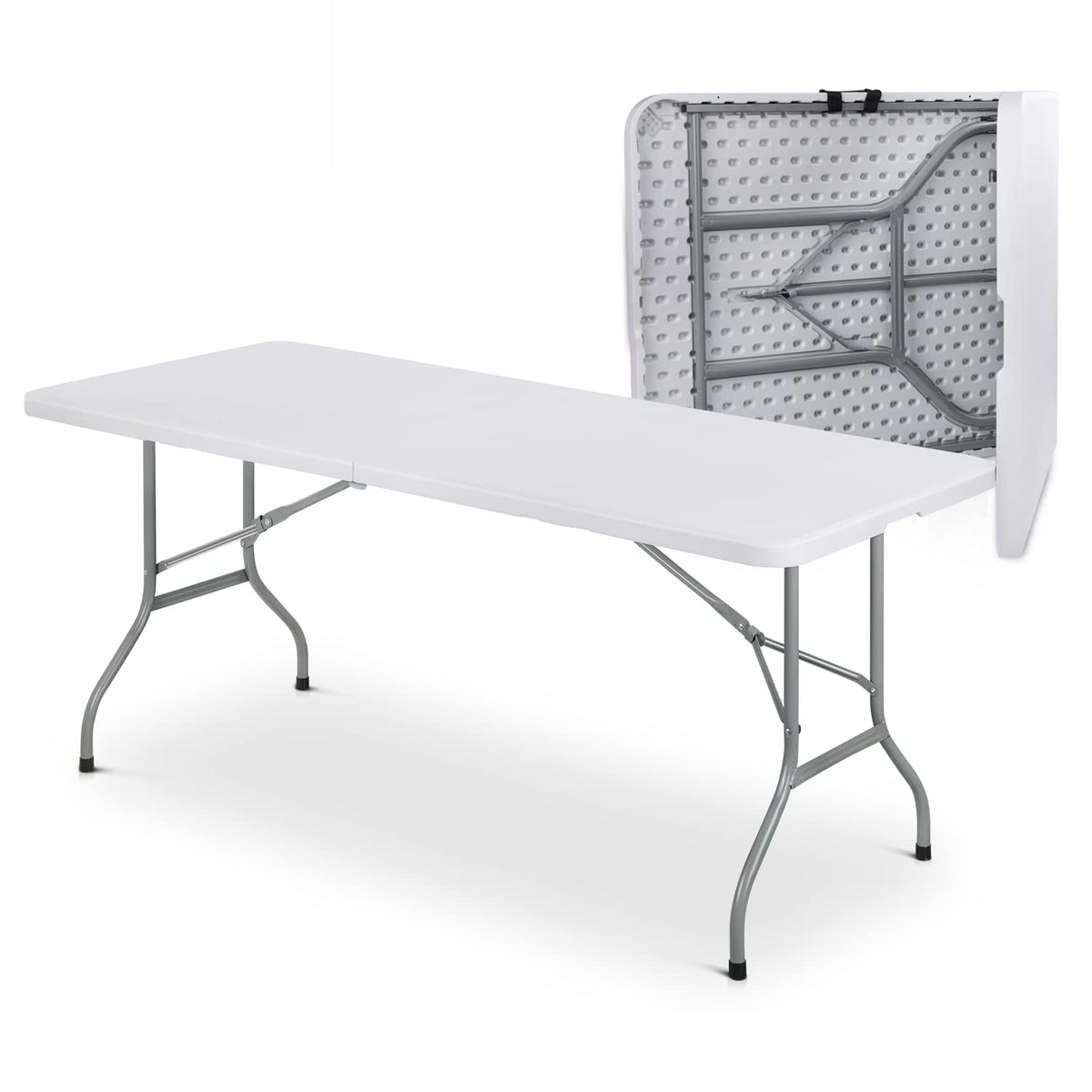 6Ft Heavy Duty Folding Plastic Table White Y389225