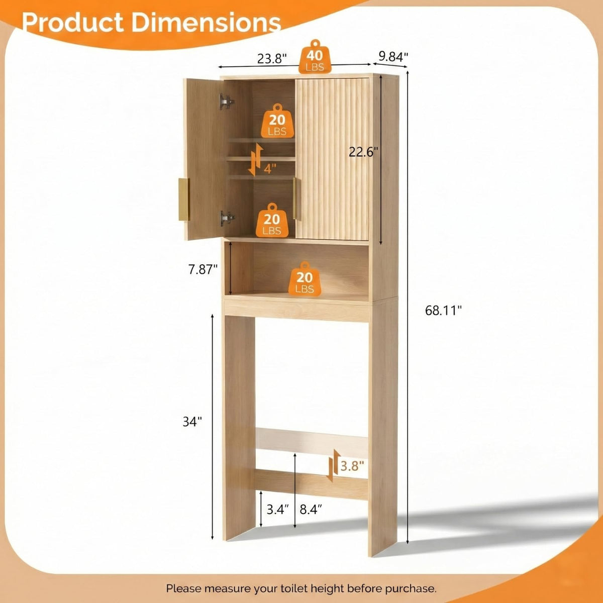 Over The Toilet Storage Cabinet with Adjustable Shelves Z323639