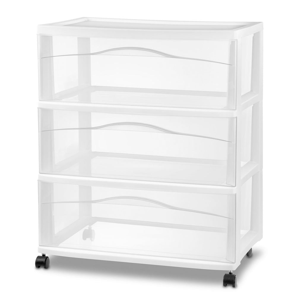 Wide 3 Drawer Plastic Rolling Storage Cart M16955