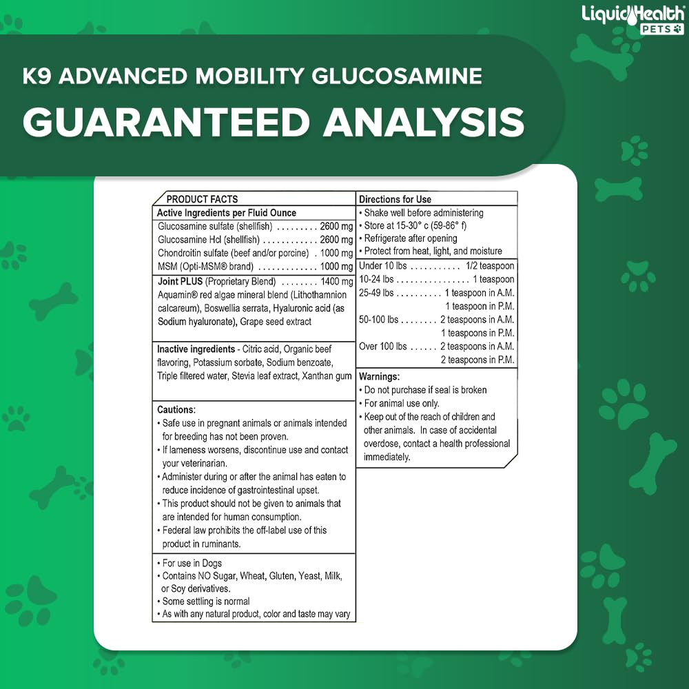 Liquid Glucosamine for Dogs with Chondroitin MSM 32 oz X2650
