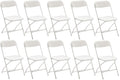 White Plastic Folding Chairs Set of 10 Steel Frame O2730