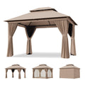 12'x10' Outdoor Gazebo with Curtain & Mosquito Netting, Beige O53584