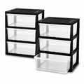 Plastic 3 Drawer Storage Tower with Clear Removable Bins B77312