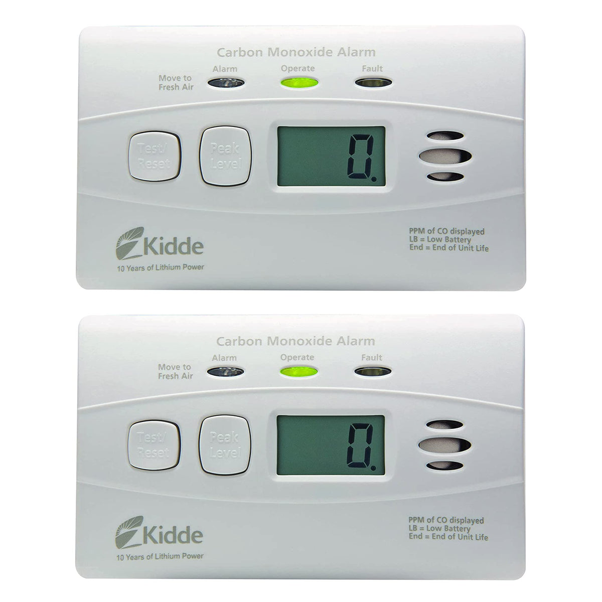 Carbon Monoxide Detector with 10-Year Battery, Digital Display, 2 Pack K392861