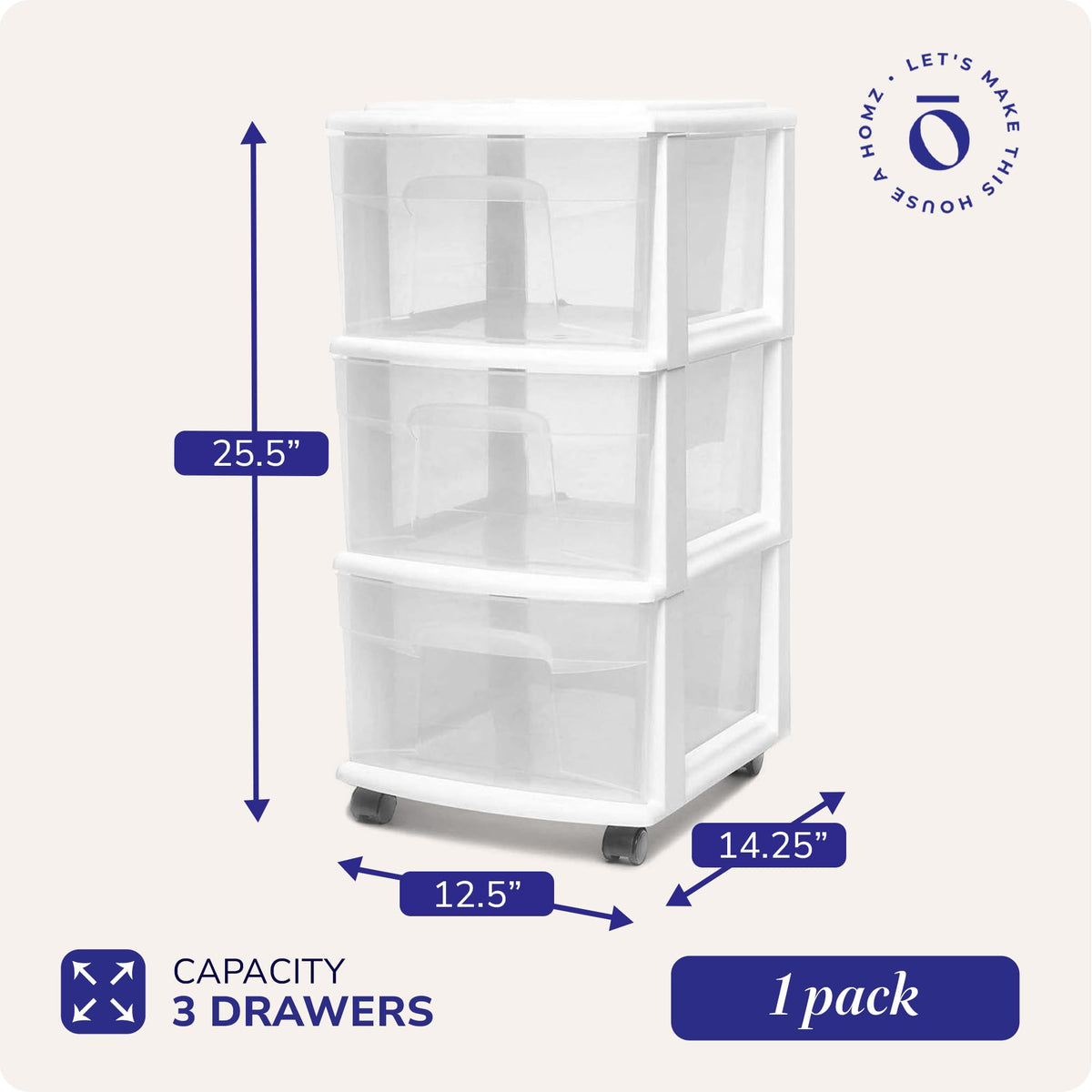 3-Tier Storage Cart with Removable Wheels P9545