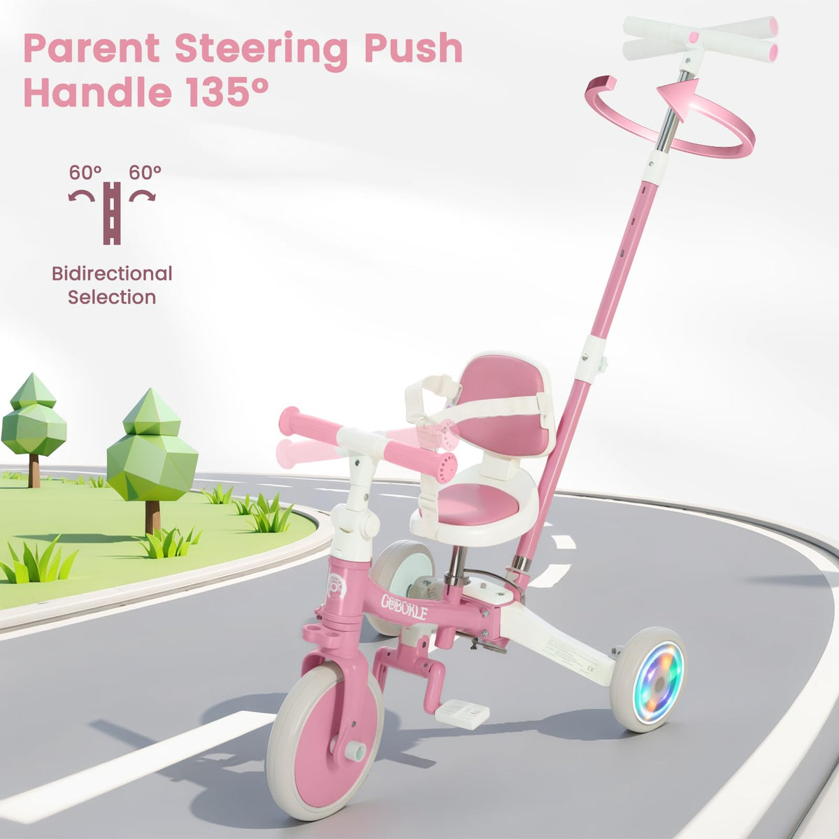 5-in-1 Convertible Toddler Tricycle with Push Handle S797