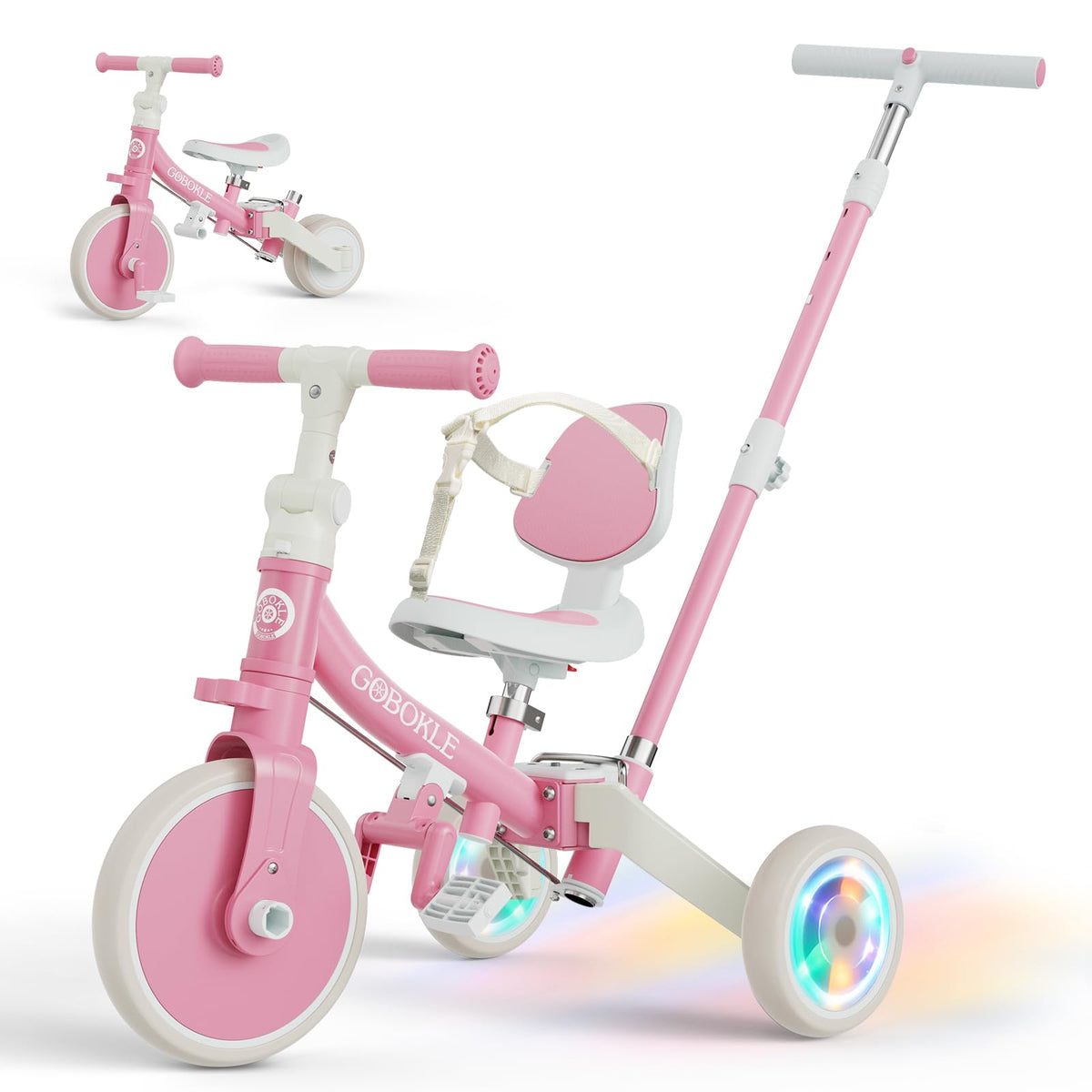 5-in-1 Convertible Toddler Tricycle with Push Handle S797