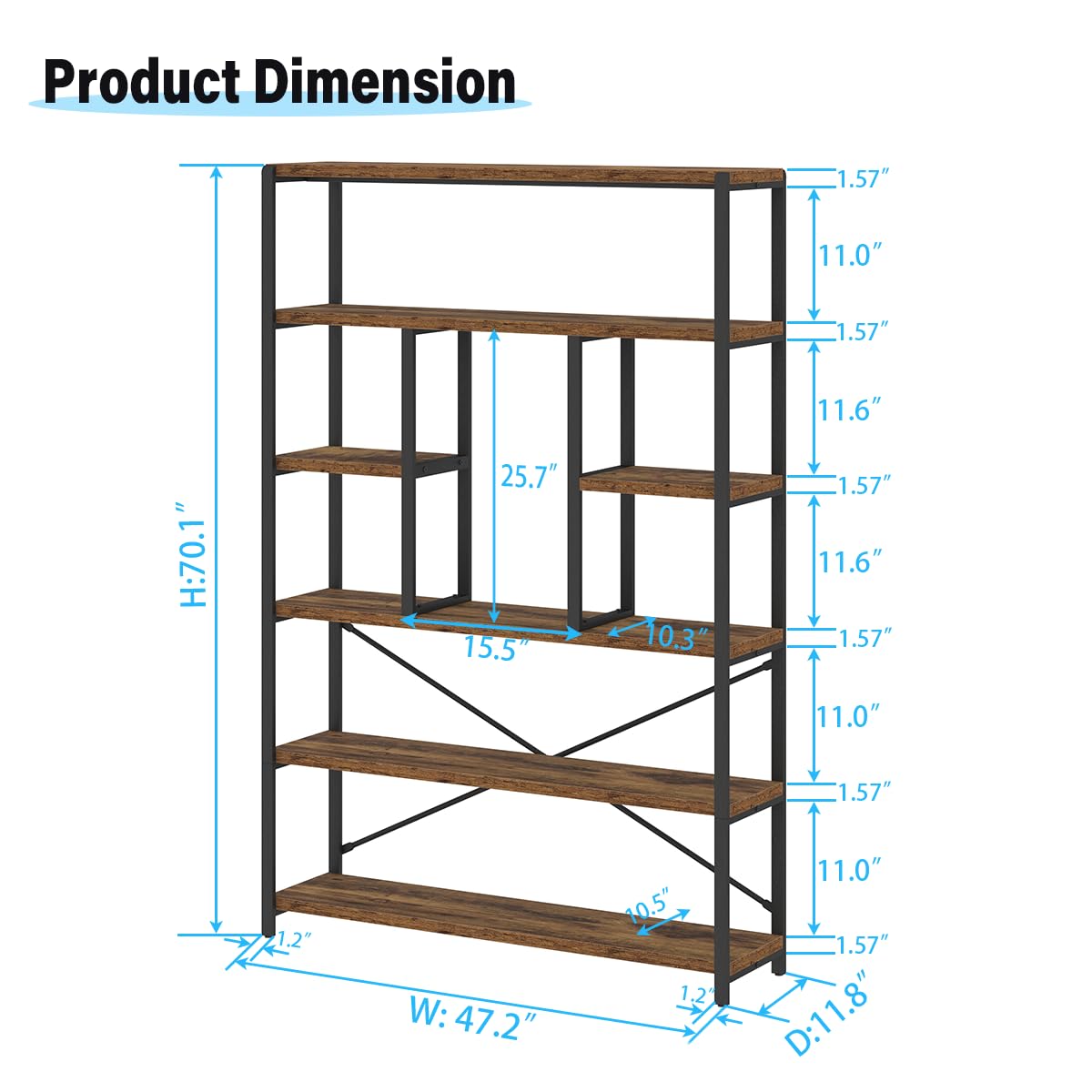 6 Tier Industrial Bookshelf J619909