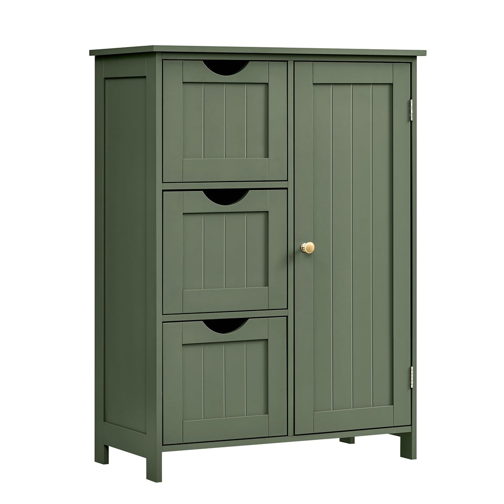 Forest Green 3 Drawer Bathroom Floor Storage Cabinet H989