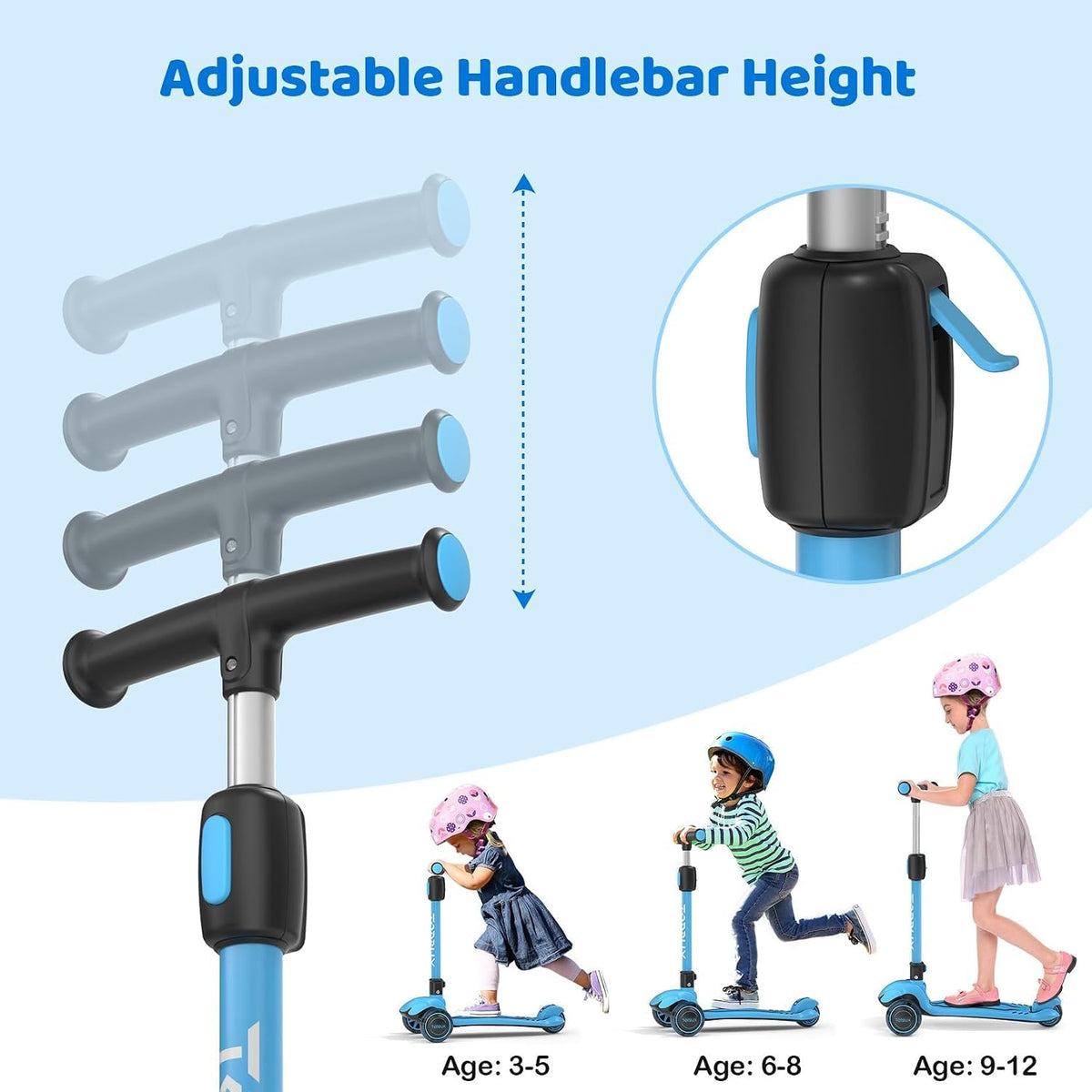 Light Up 3 Wheel Folding Kids Scooter with Adjustable Height Y85434