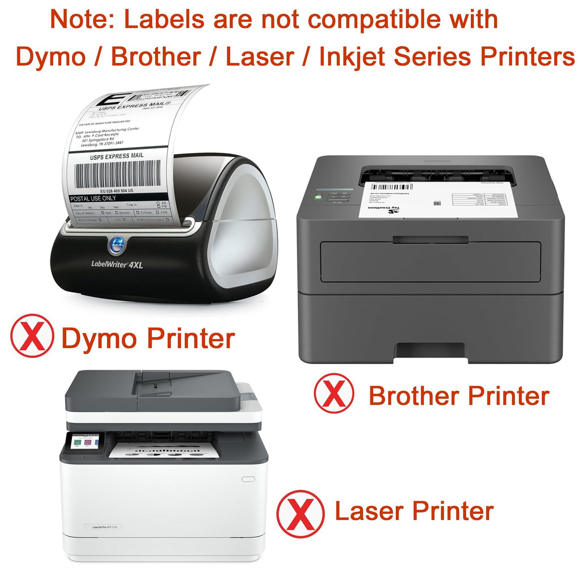 4"x 6" Direct Thermal Labels, 4 Rolls, 4000 Labels V589746