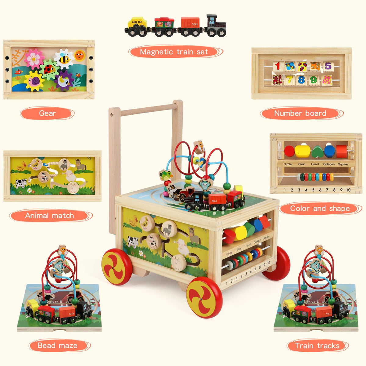 Wooden 7-in-1 Activity Cube B48278
