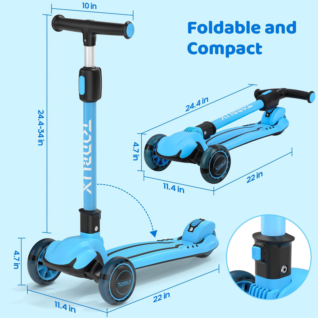 Light Up 3 Wheel Folding Kids Scooter with Adjustable Height Y85434