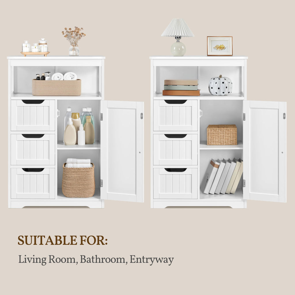 White 3 Drawer Bathroom Storage Cabinet Q7519