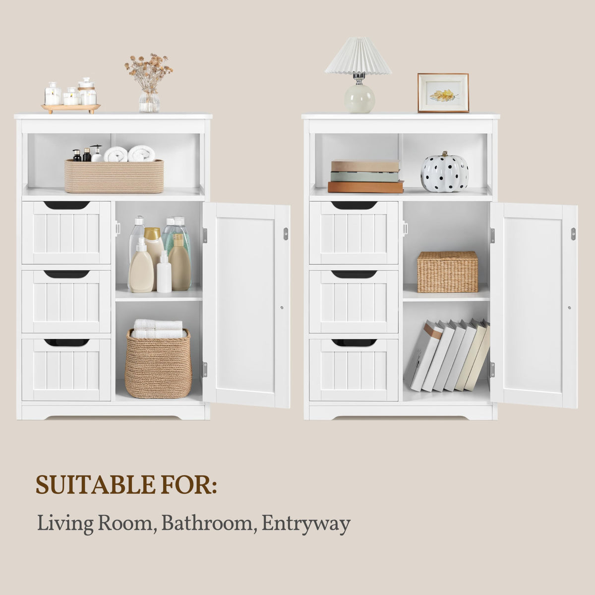White 3 Drawer Bathroom Storage Cabinet Q7519