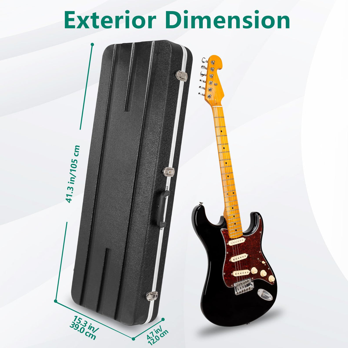ABS Electric Guitar Hard Case 1.1 Inch Foam Plush Interior Black O111550
