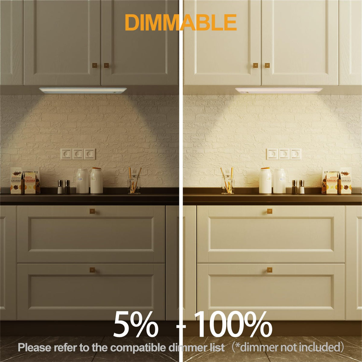 2 Packs Under Cabinet Lighting, 24in 18W Dimmable LED Light, 5 Color Temperature O246843