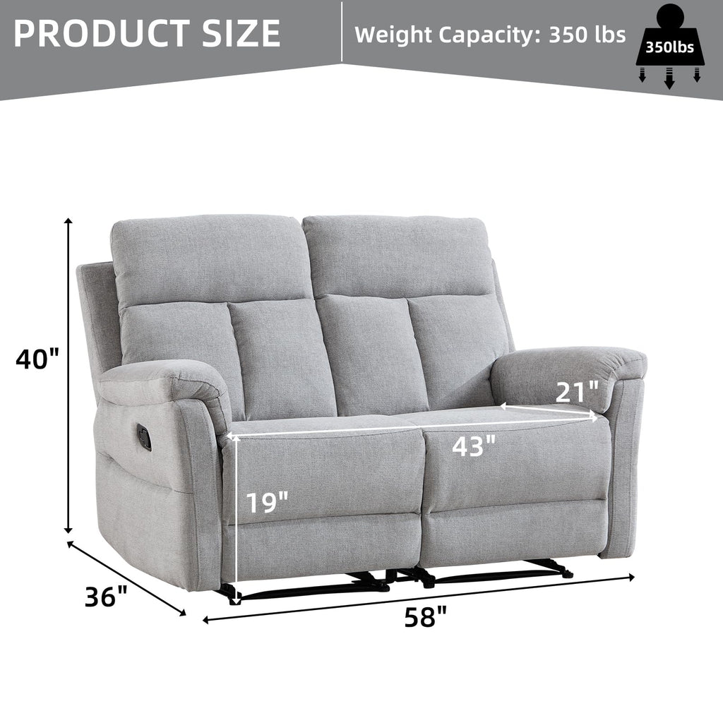 Light Gray Fabric Reclining Loveseat B36719