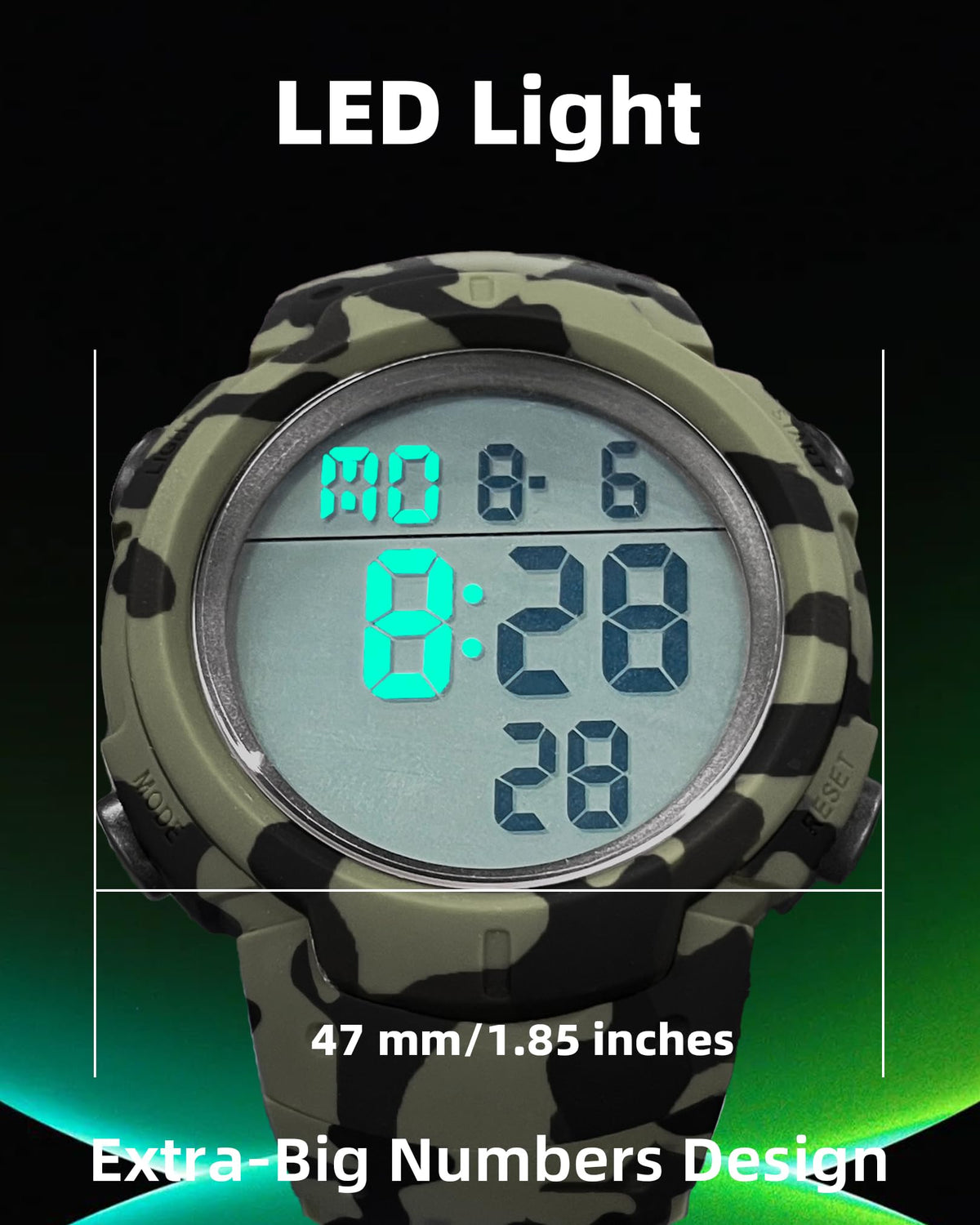 Digital Watch Mens Waterproof Sport Wristwatch I24556