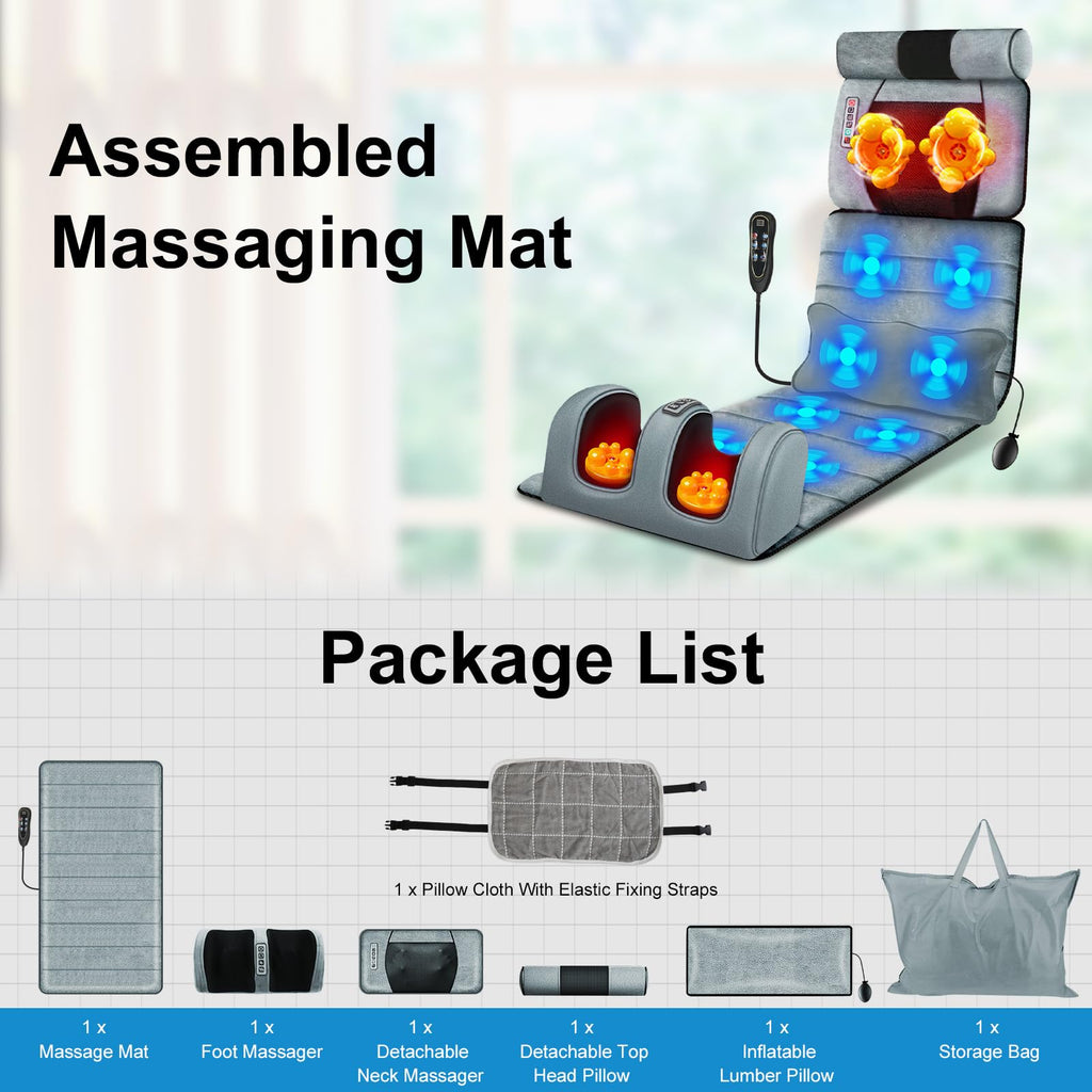 Heated Full Body Massage Mat with 10 Vibrating Nodes D82115