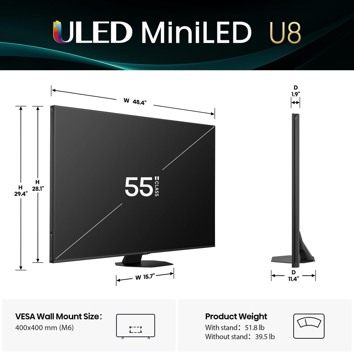 55" Mini-LED 4K UHD Smart Google TV W6458