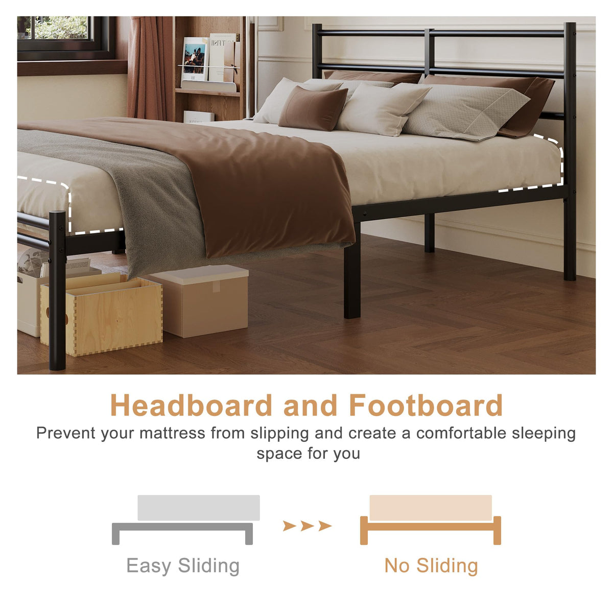Full Size Bed Frame with Headboard and Footboard S12275