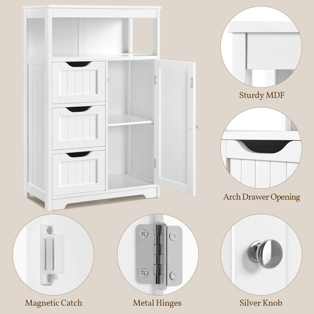 White 3 Drawer Bathroom Storage Cabinet Q7519