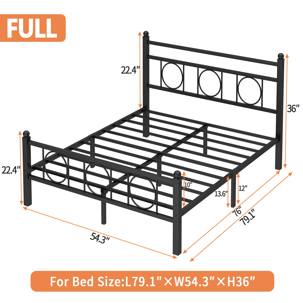 Black Full Bed Frame with Headboard K48529