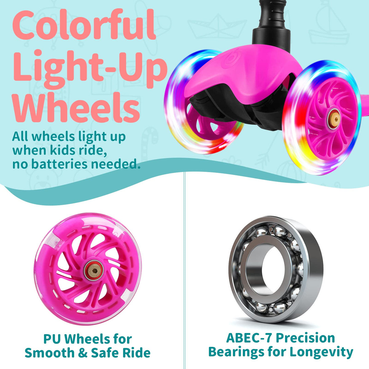 3 Wheel Kids Scooter with Light up Wheels P14558