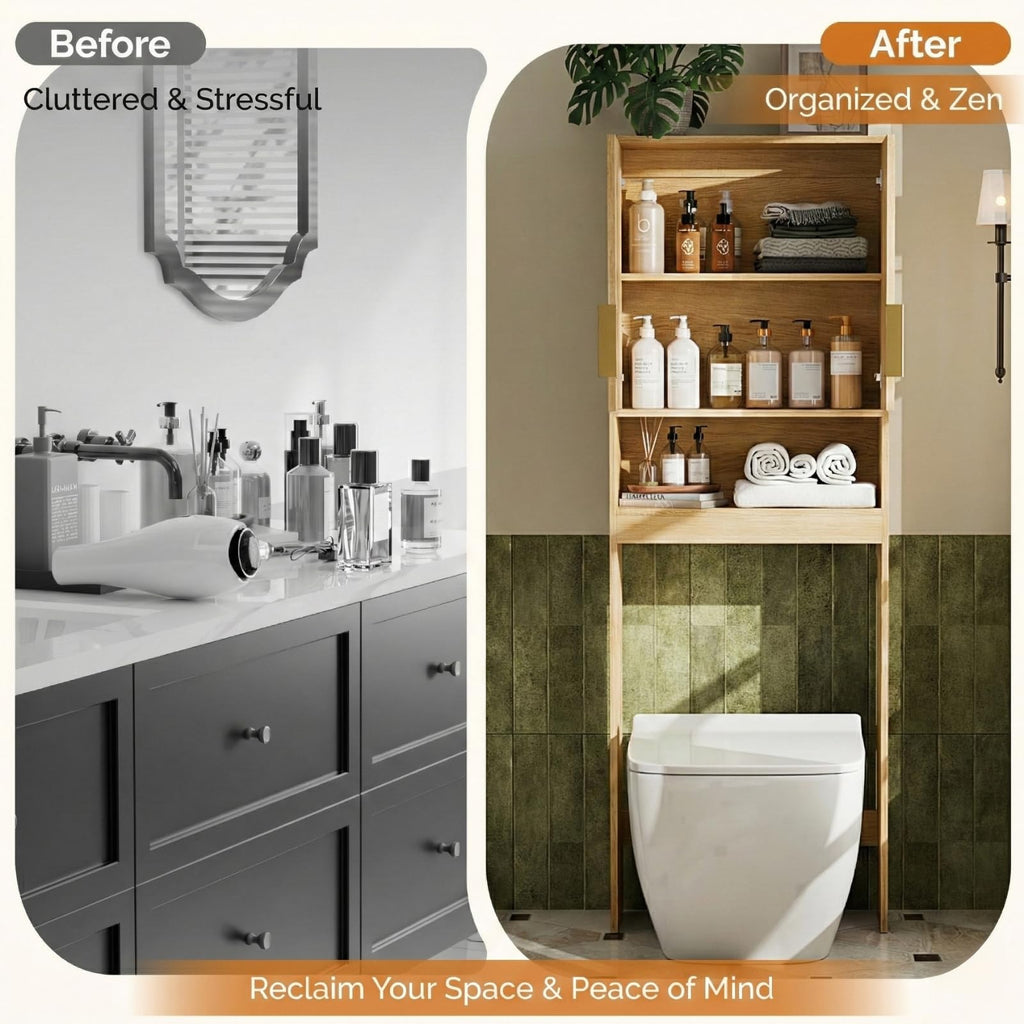 Over The Toilet Storage Cabinet with Adjustable Shelves Z323639
