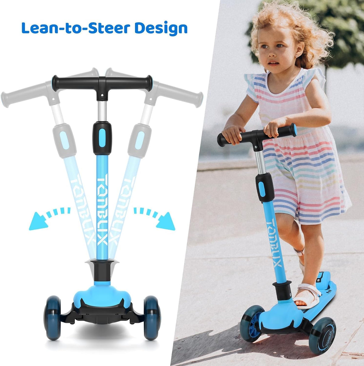 Light Up 3 Wheel Folding Kids Scooter with Adjustable Height Y85434