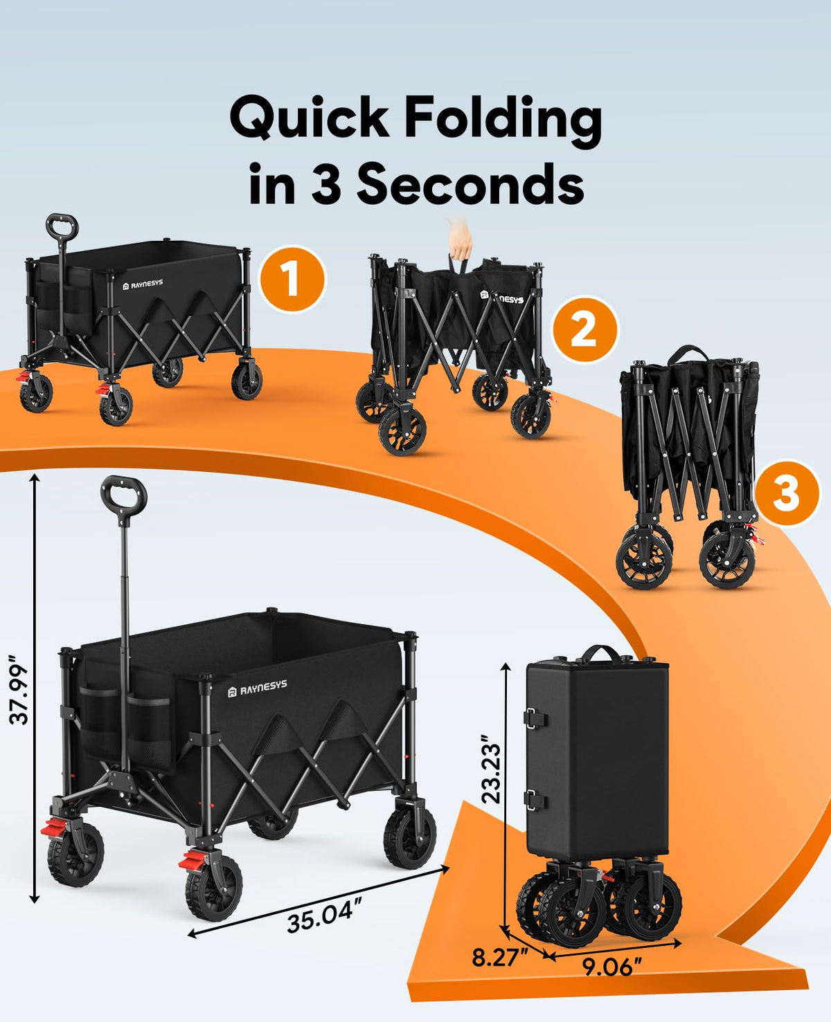 180L Foldable Wagon Cart with Wheels and Brakes F94212