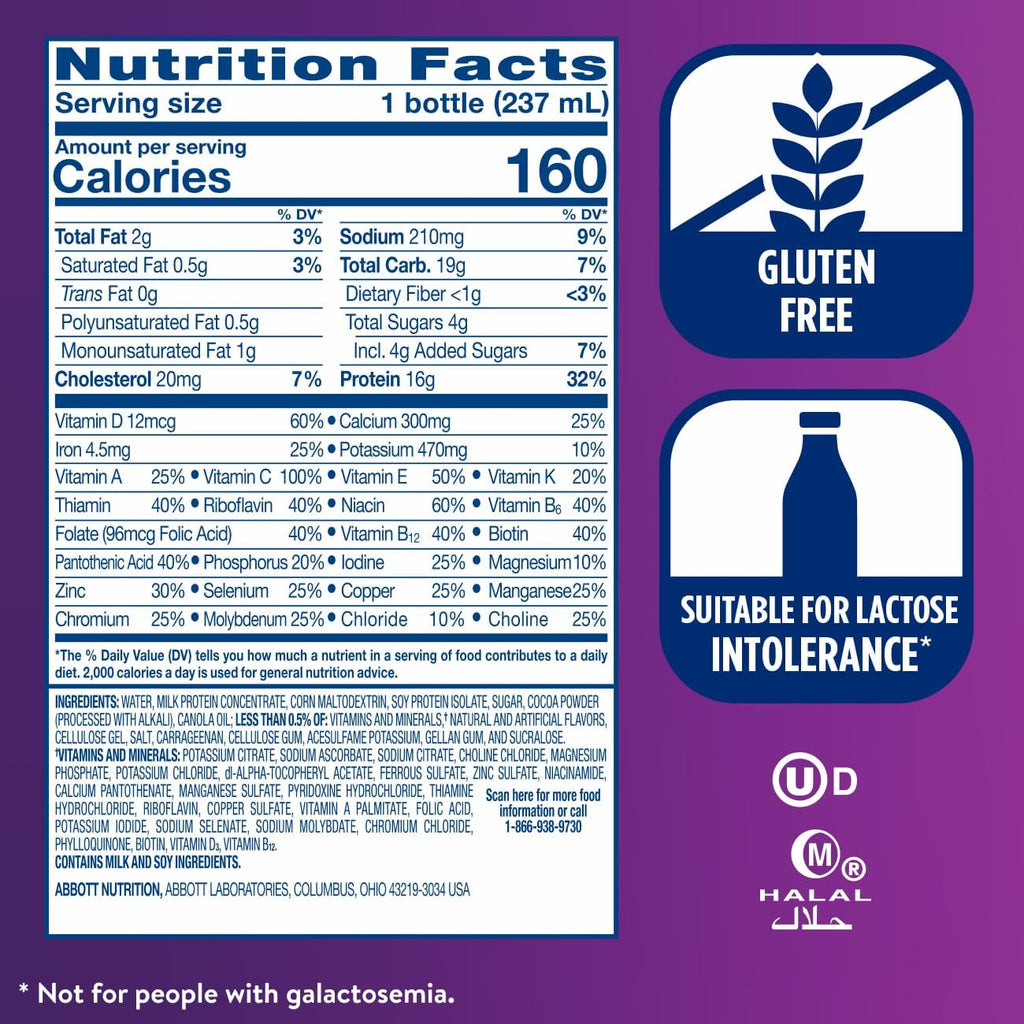 High Protein Milk Chocolate Nutrition Shake 16g Protein 8 fl oz 6 Pack Z64735