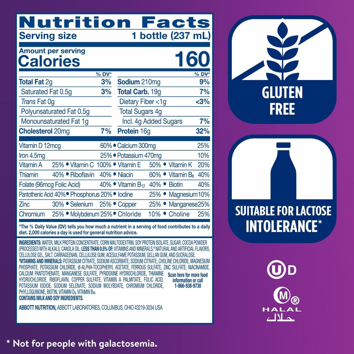 High Protein Milk Chocolate Nutrition Shake 16g Protein 8 fl oz 6 Pack Z64735