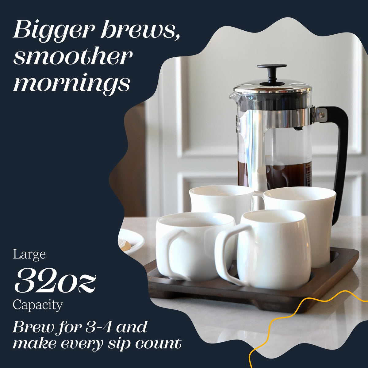 32oz Stainless Steel French Press Coffee Maker J978