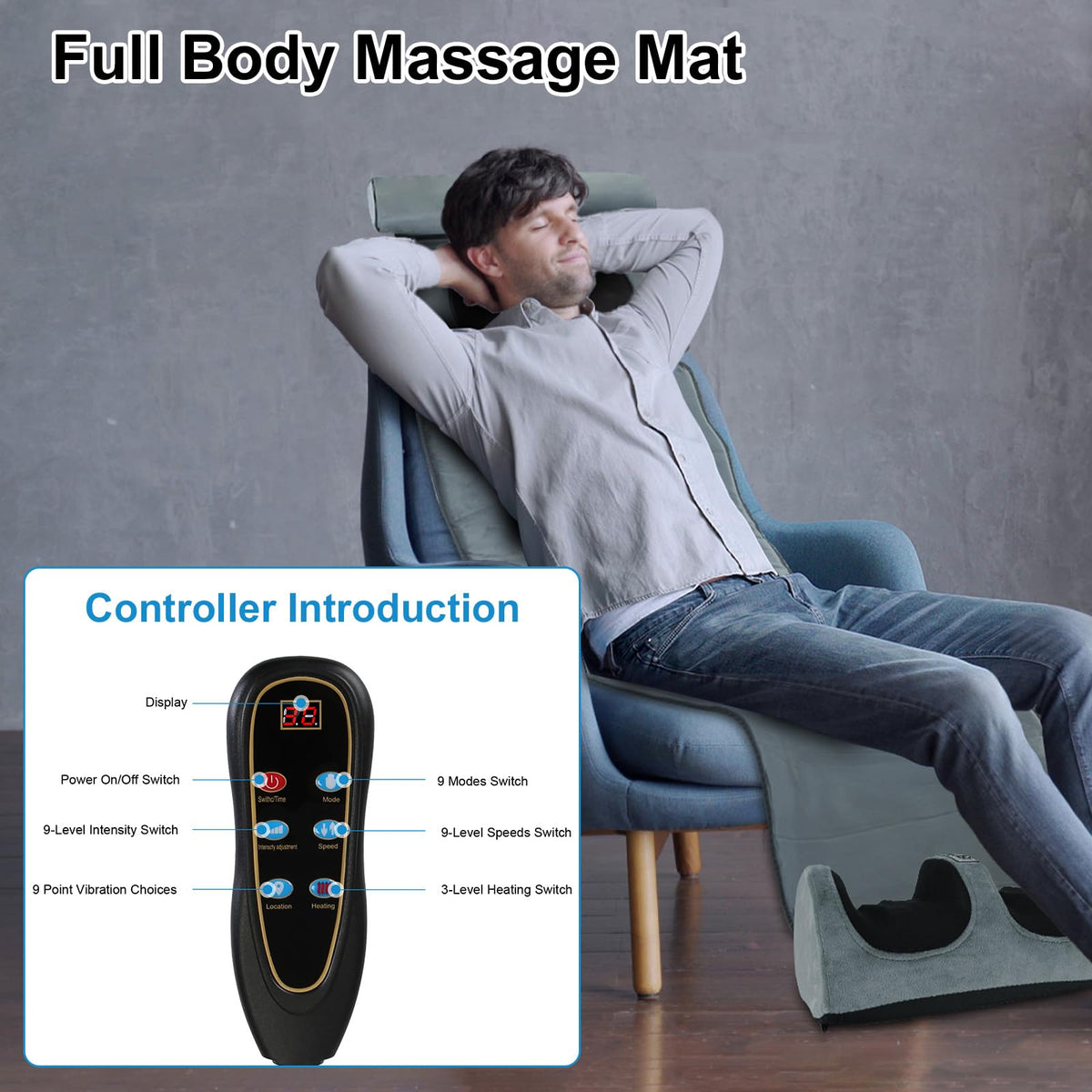 Heated Full Body Massage Mat with 10 Vibrating Nodes D82115