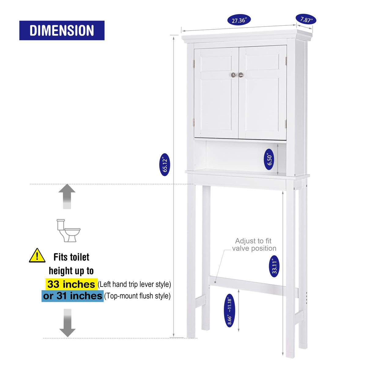 White Over The Toilet Storage Cabinet M9749