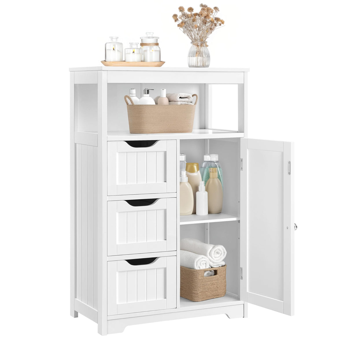 White 3 Drawer Bathroom Storage Cabinet Q7519