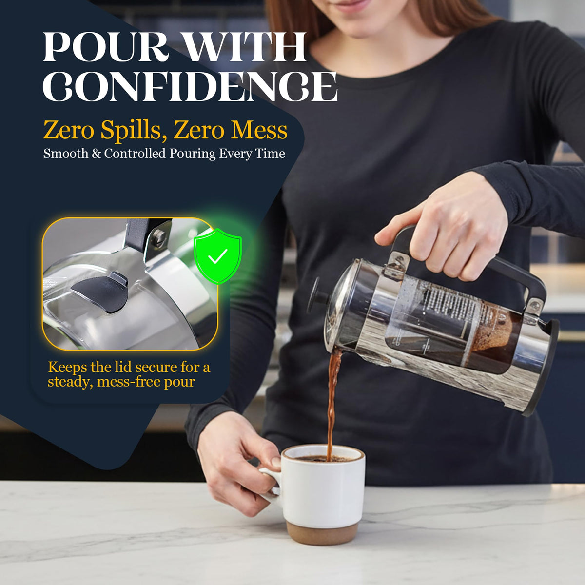 32oz Stainless Steel French Press Coffee Maker J978