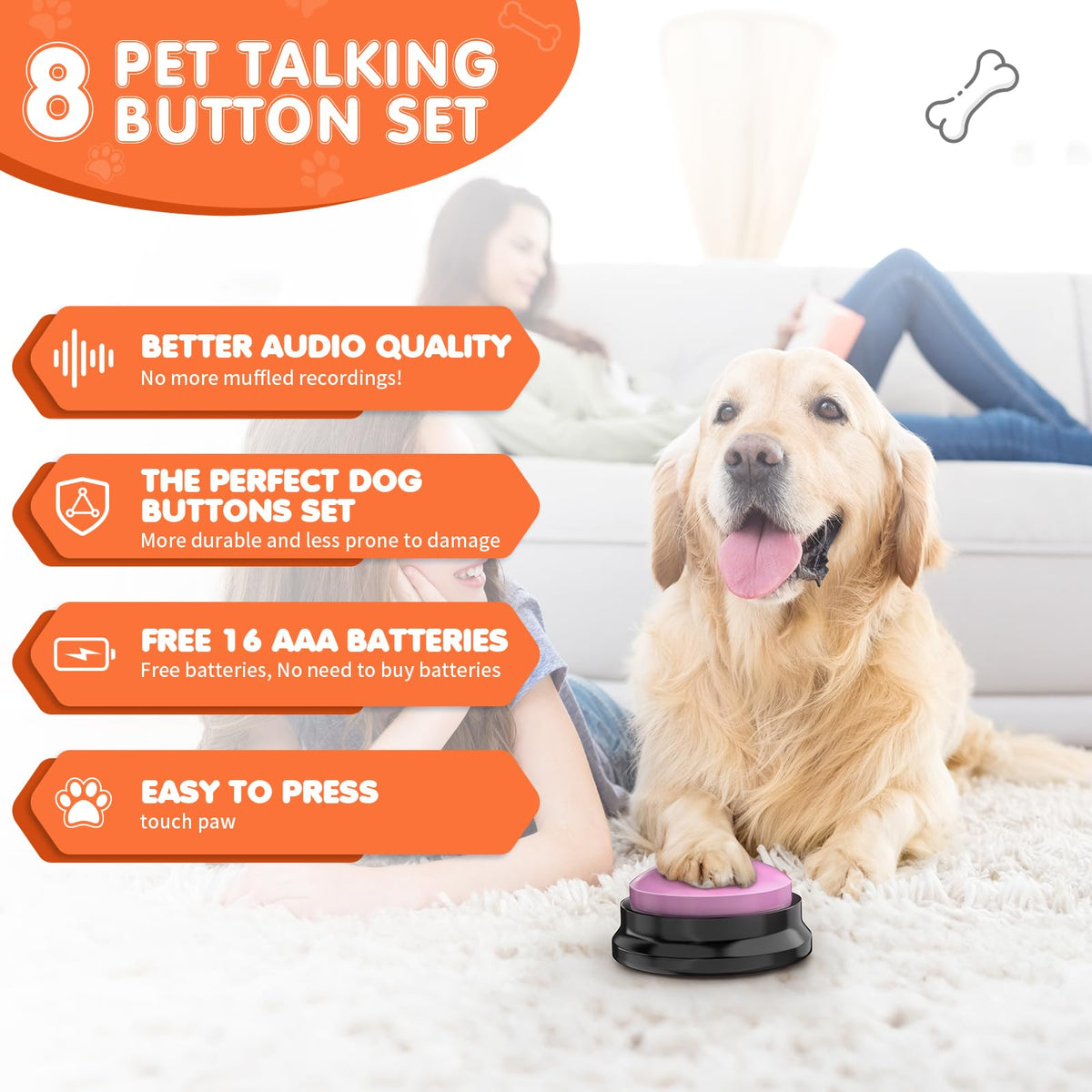8 Recordable Sound Buttons Dog Training Toy M268