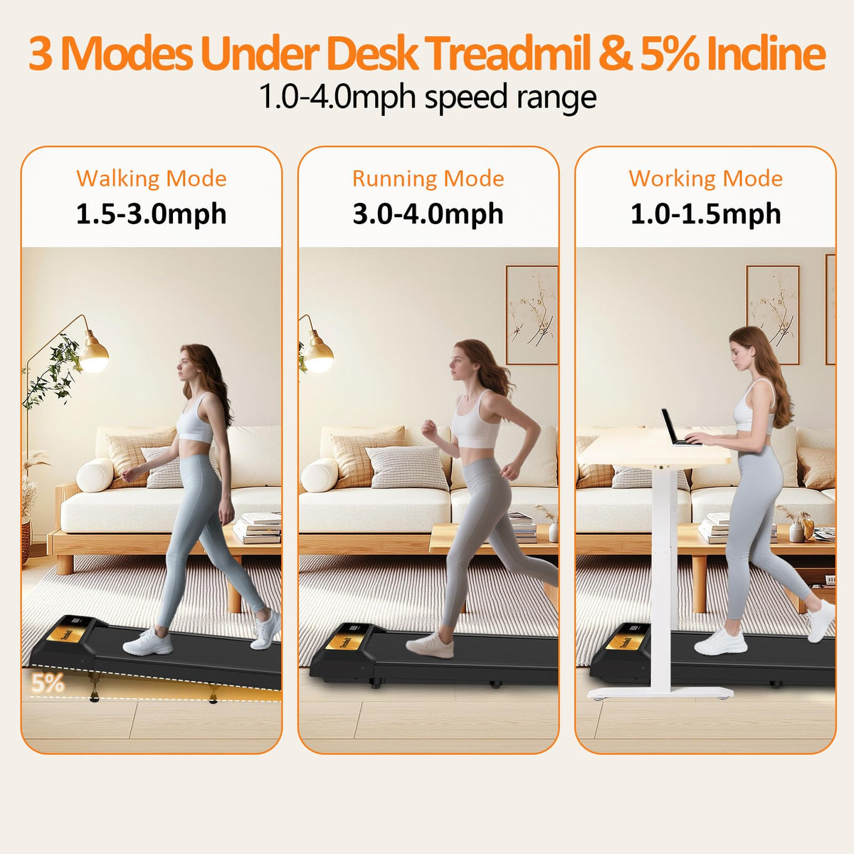 2.5HP Incline Walking Pad Treadmill with Remote F573
