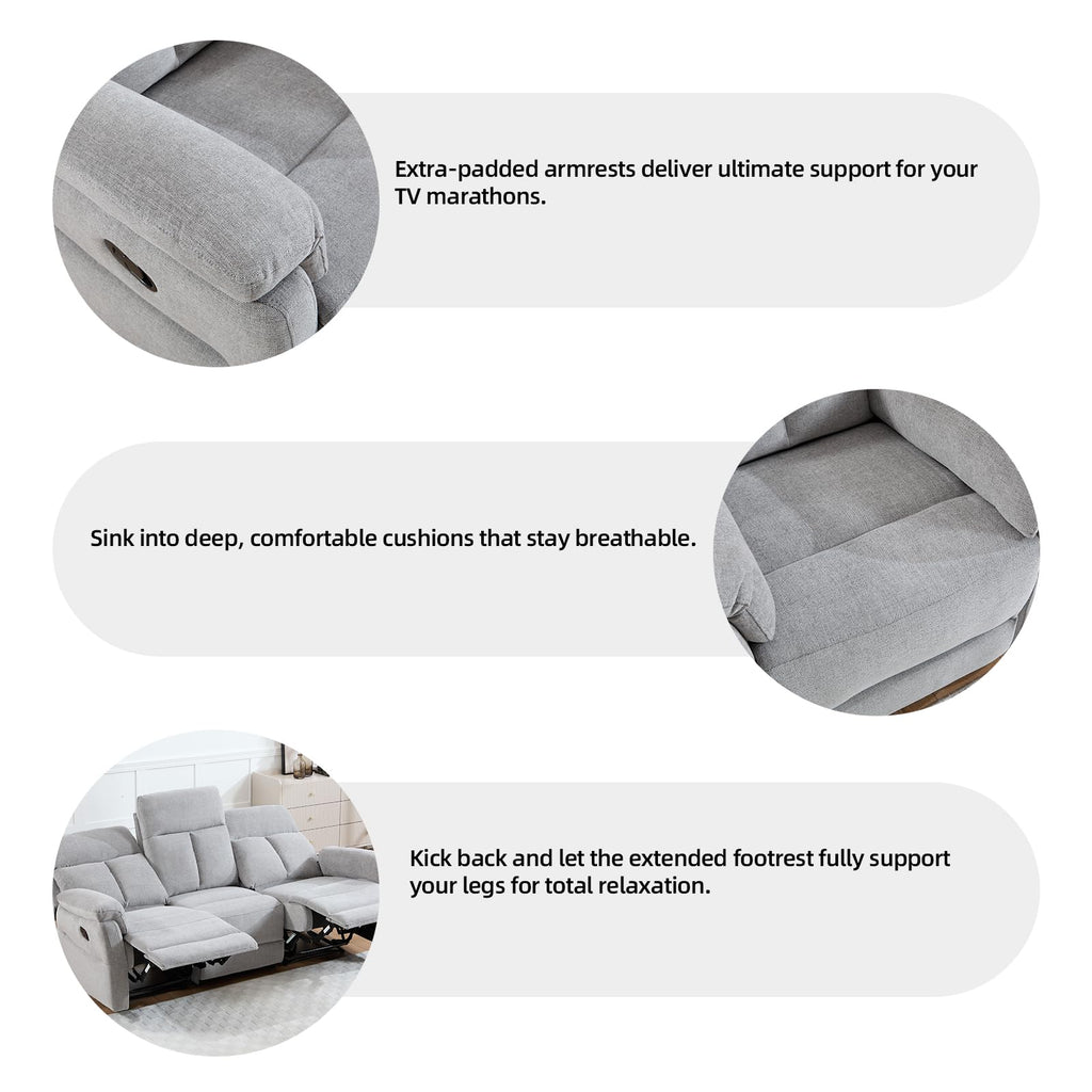 Light Gray Fabric Reclining Loveseat B36719