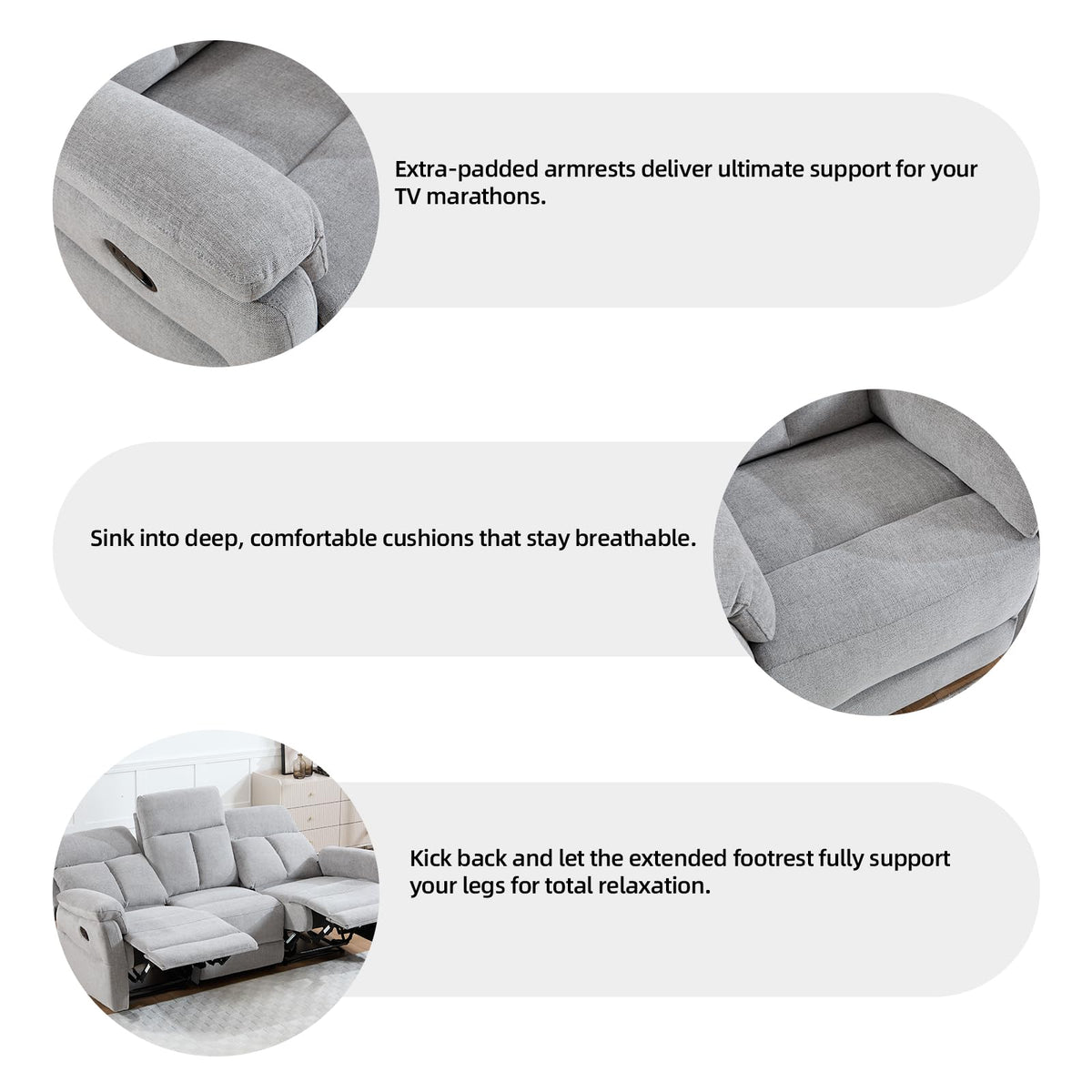 Light Gray Fabric Reclining Loveseat B36719
