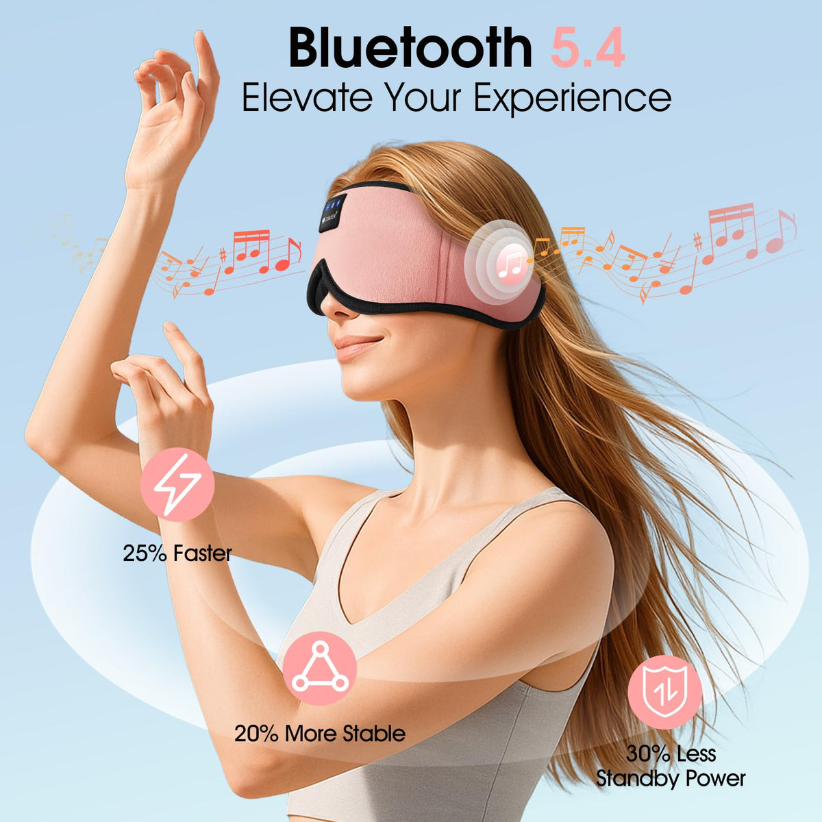 Bluetooth Sleep Headphones 3D Wireless Music Eye Mask F645699
