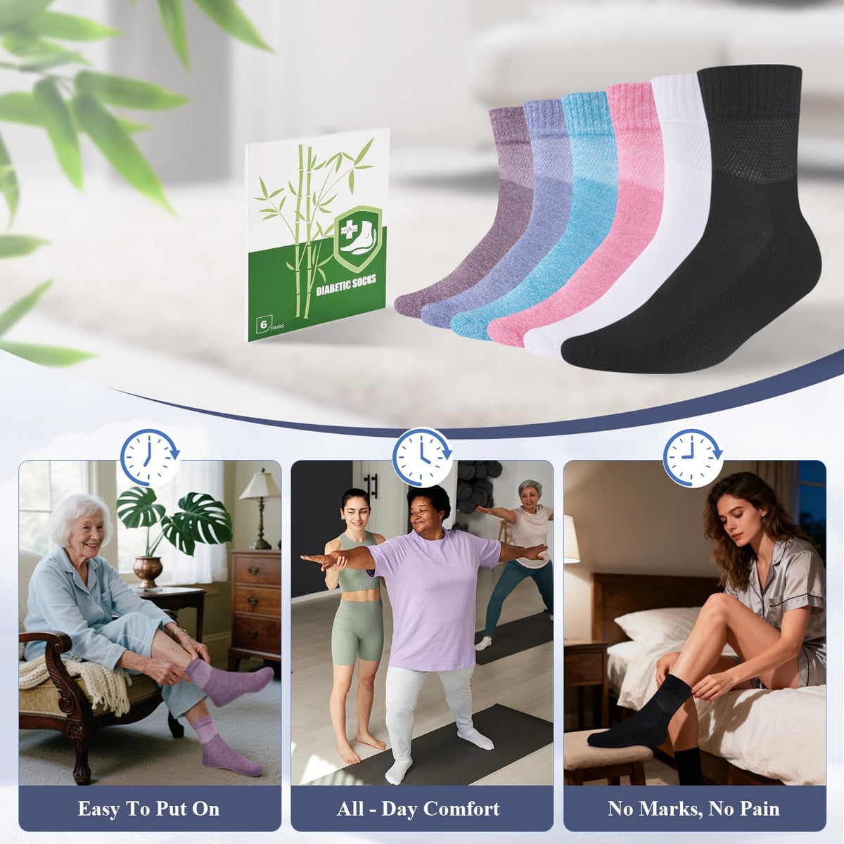 Bamboo Viscose Non Binding Wide Top Ankle Socks K686