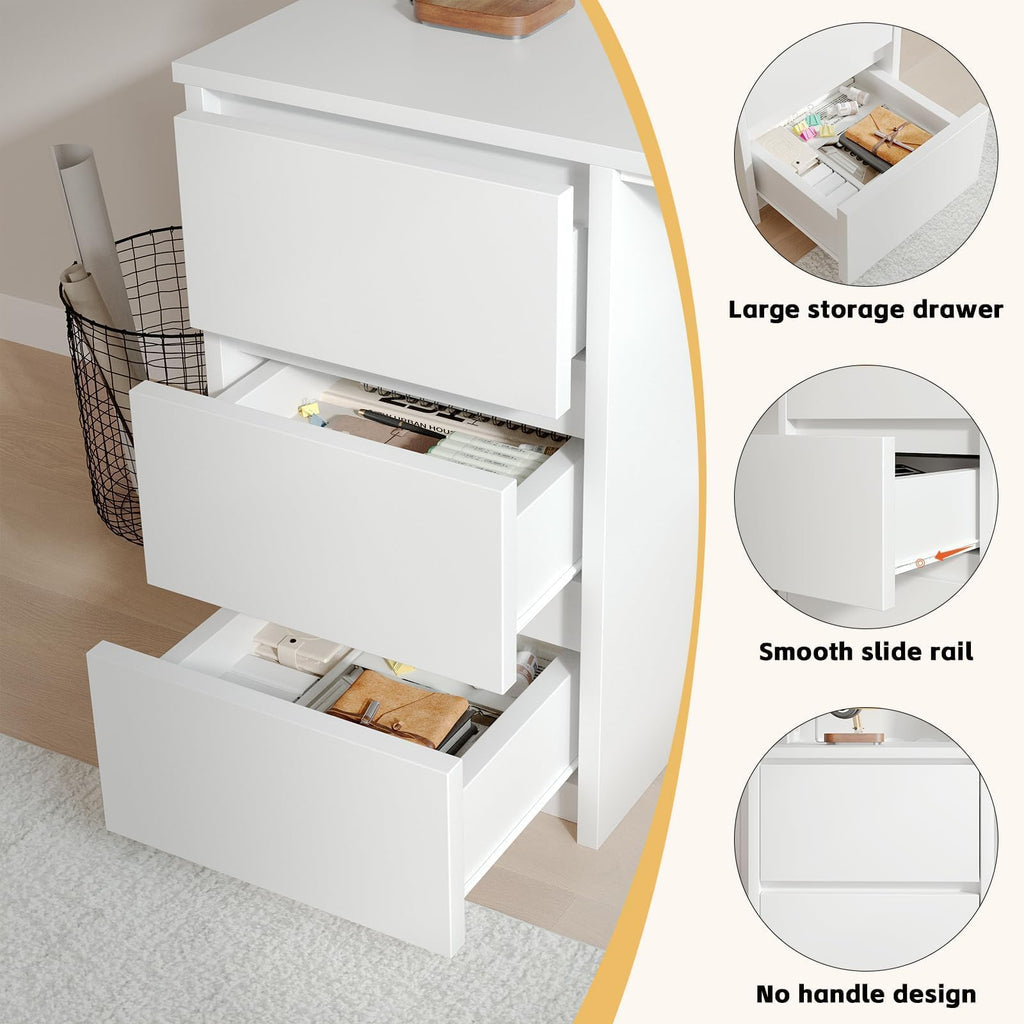 White Desk with Hutch, 47 Inch Computer Desk with 3 Drawers A83997