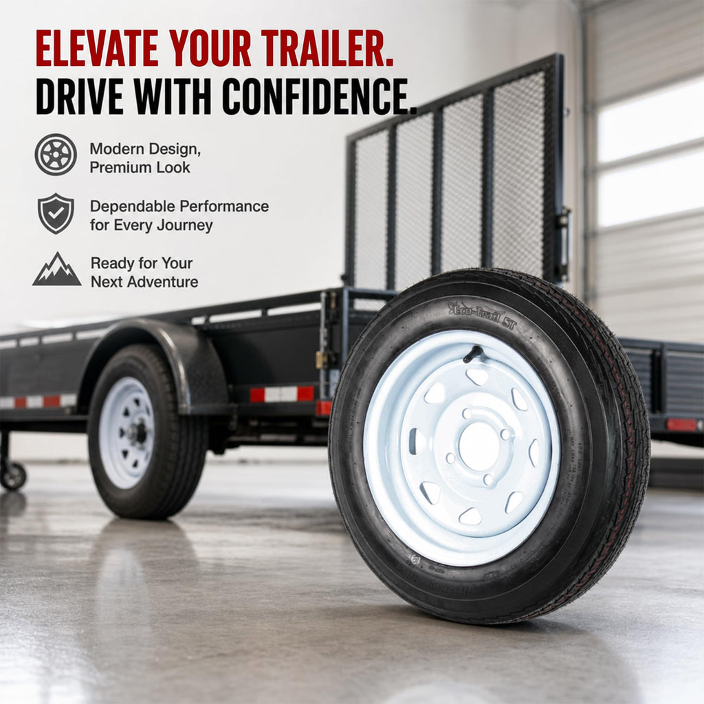 2-Pack Trailer Tire Rim Assembly 4.80-12 White 4 Lug N342