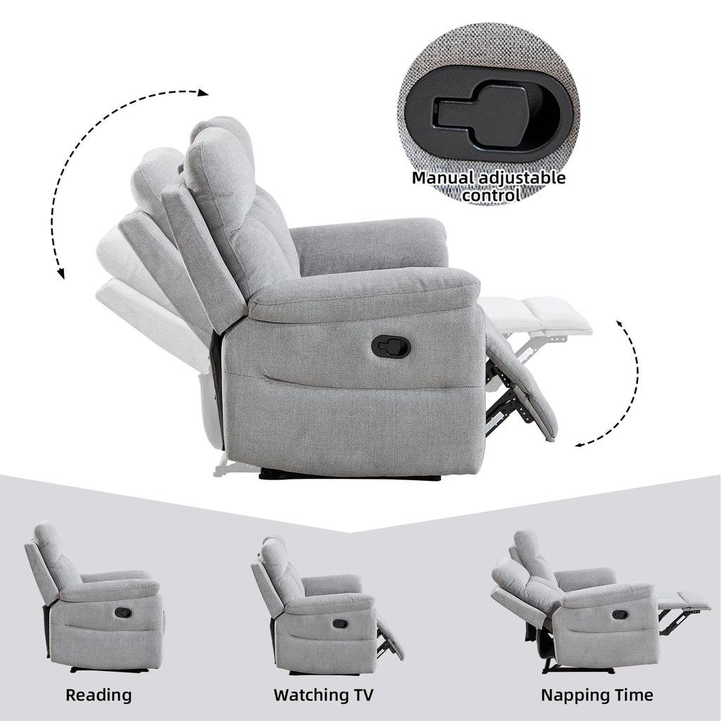 Light Gray Fabric Reclining Loveseat B36719